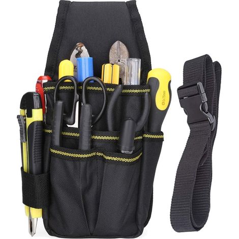 Sac à outils de rangement artisanal Sac de ceinture en tissu Oxford noir (1/5)