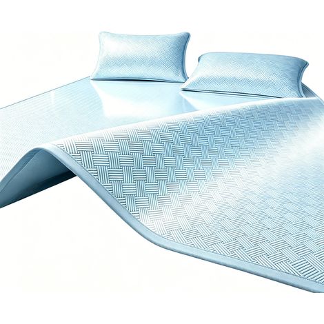 Tapis de lit d’été rafraîchissant effet glace – drap frais auto-refroidissant au toucher soyeux, respirant et confortable pour chambre à coucher, 180x200cm, Marron (1/5)