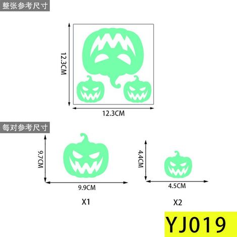 Autocollants d'Halloween, autocollants phosphorescents, en forme de têtes de citrouilles fantômes et de décorations de chauves-souris, L181 (1/5)