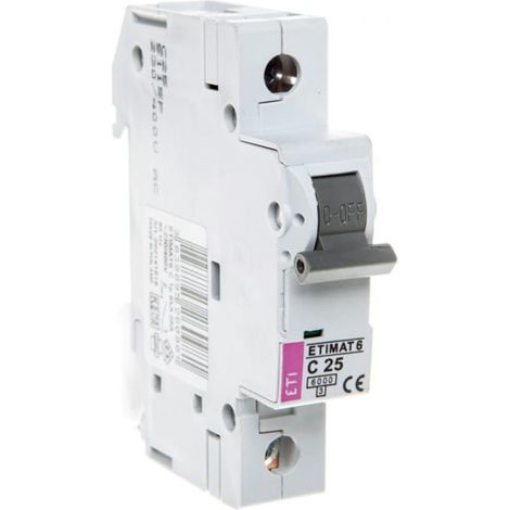 Interruttore automatico 1P C 25A 6kA AC etimat 6 002141518