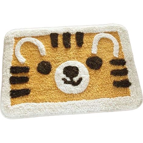Tapis d'intérieur absorbant l'eau, motif tigre jaune, 40 x 60 cm / 15,7 x 23,6 pouces, idéal pour la maison, la salle de bain et les toilettes. (1/5)