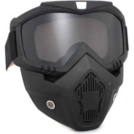 Winddichte Offroad-Motorradbrille mit abnehmbarem Visier, Gesichtsschutz, schwarzem Rahmen und grauen Gläsern (1/5)