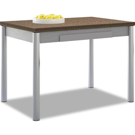 Table de Cuisine Extensible - Structure en Aluminium avec Couvercle laminé - Couleur chêne foncé - Idéale pour Les Petits espaces - Dimensions : 90 x 50 cm - Extensible : 140 x 50 cm (1/5)