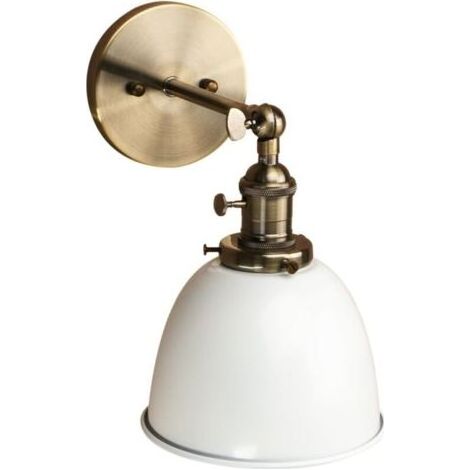 Vtizikl Métal Réglable Applique Luminaire Style de Bol en Fer Abat-jour Lampe Murale Industrial Rétro Eclairage Blanche(pas d'ampoule) [Classe énergétique A+] (1/5)