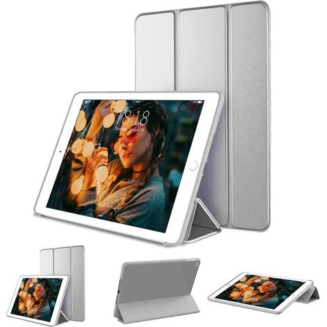 Étui pour iPad 7e génération avec fonction veille/réveil automatique, étui pliable à trois volets, support multi-positions et coque arrière souple en TPU. (1/5)
