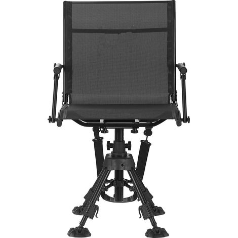 Mophorn Silla de Caza Giratoria 360° Silenciosa, Plegable y Portátil, con Estructura de Acero, Asiento con Reposabrazos, Patas Antihundimiento y Altura Ajustable, Ideal para Pesca y Camping