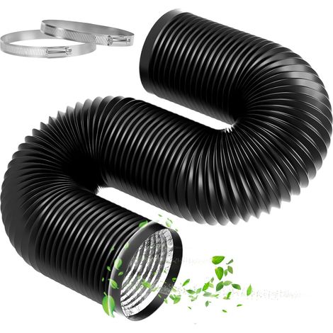 Ø100 mm Tuyau D'evacuation 3 m, Tube de Ventilation Tuyau Flexible en Aluminium avec 2 Collier de Serrage inox  pour Climatisation Sèche-Linge Extracteur D'Air