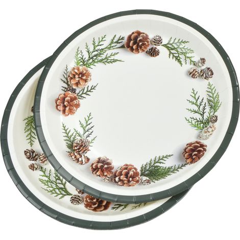 6 assiettes en carton Pommes de pin (1/2)