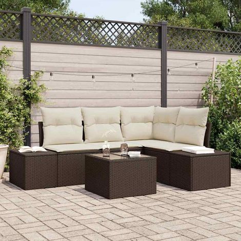 Gartensofa-set 5 pcs Braun Poly-Rattan