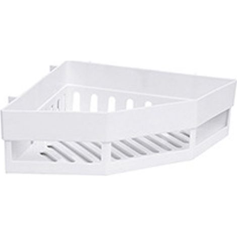Jabonera triangular autoadhesiva para baño – ABS – 27 x 18,5 x 6 cm – Blanca – Almacenamiento sin necesidad de taladrar