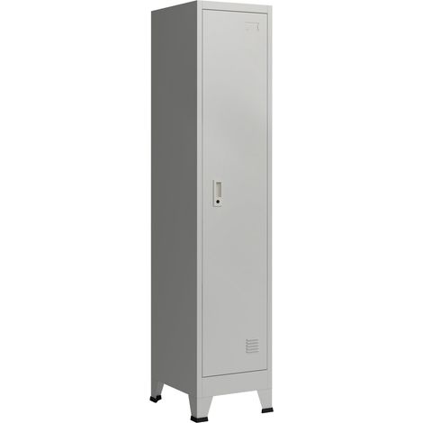 Armadietto spogliatoio da ufficio per ufficio officina camera da letto metallo acciaio con 1 anta in acciaio laccato 180 x 38 x 45 cm grigio 030006345