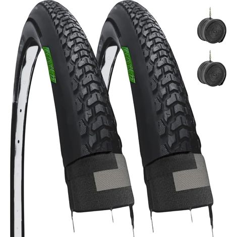 Pneus 700 x 40C (42-622) + chambres à air avec valve ITA DEMI SLICK, gomme routière, vélo homme, gravel, tout-terrain, trekking, VTT (1/4)