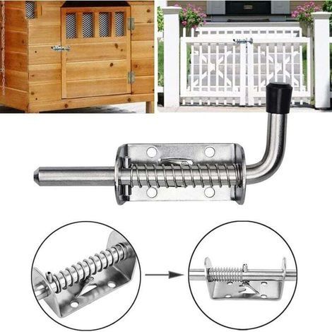 Set mit 2 Edelstahl-Federriegeln, 128 mm – Türschloss für Garage und Garten – Korrosionsbeständig – Schnelle Montage (1/3)