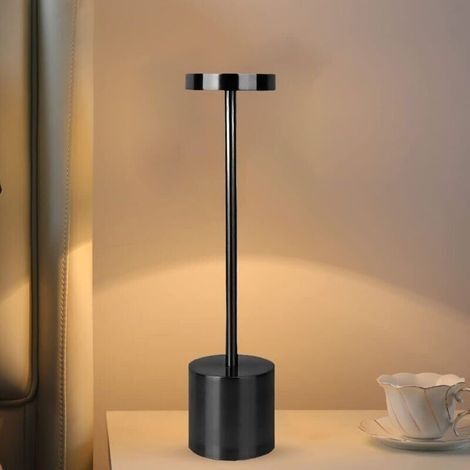 Kabellose Tischleuchte mit USB-Aufladung, kabellose Tischleuchte für Nachttisch, Camping, Innen- und Außenbereich, Terrasse, Restaurant, schwarze Nachttischlampe (1/4)