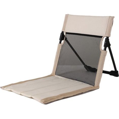 Chaise de plage pliante - Tapis de plage - Chaise de camping - Chaise pliante avec dossier - Transat - Chaise de pique-nique - 37 x 39 x 40 cm - Blanc cassé - Structure en fer/fibres de polyester (1/5)