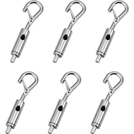Set of 6 adjustable steel wire hooks – Portable tensioner with hook and eye – With locking mechanism – For 1 to 1.5 mm stainless steel cable guide wire (1/5)