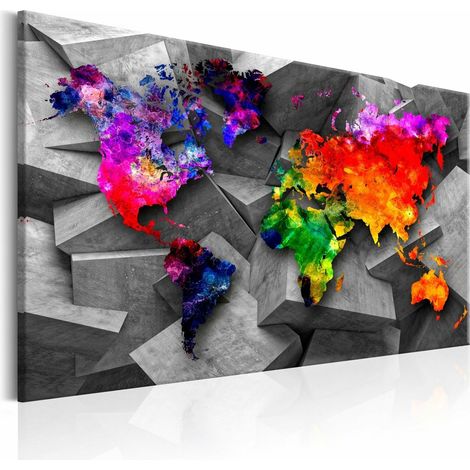 Tableau monde cubique - 120 x 80 cm (1/4)
