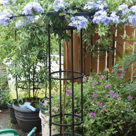 QORVA-Treillis pour plantes grimpantes de jardin - support de vigne en treillis noir (hauteur 65 cm diamètre 20 cm)