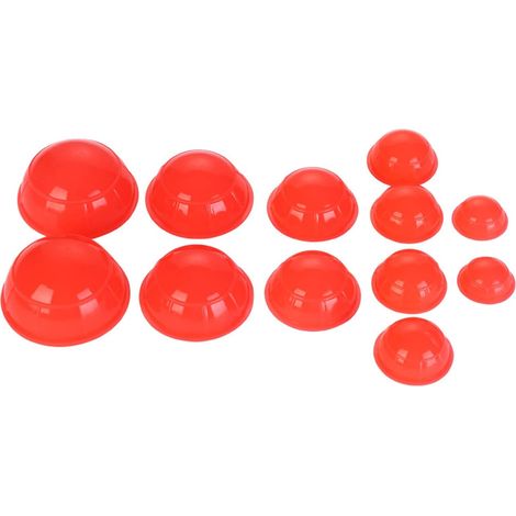 Lot de 12 ventouses en silicone rouge en 5 tailles différentes – Ensemble complet de thérapie par ventouses sous vide pour le corps, le visage, les douleurs musculaires et la cellulite (1/5)