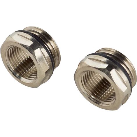 tecuro Heizkörper - Reduzierstück 1/2 Zoll AG x 3/8 Zoll IG - Messing vernickelt (2 Stück) (1/3)