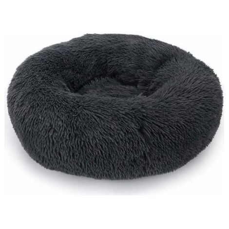 BUNTHAUS Lit Moelleux Rond pour Chien Extra Large Lavable avec Coussin,Deluxe Panier Chien Coussin Panier Donut lit pour Chien Grande Taille,L-80cm,gris foncé