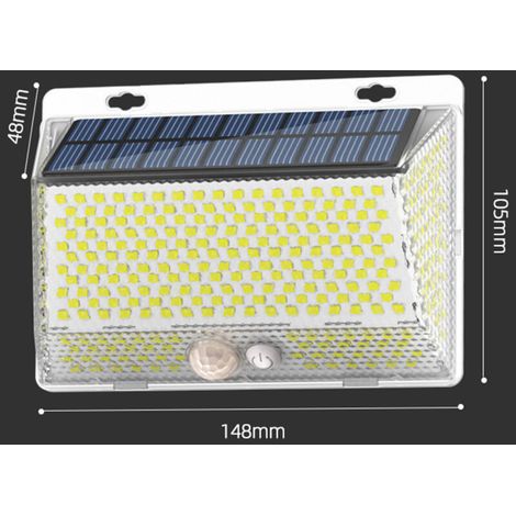 Lampada solare da parete per giardino/esterno con 328 LED, impermeabile, magnetica, con telecomando e 4 sensori di illuminazione laterali -Crezuo