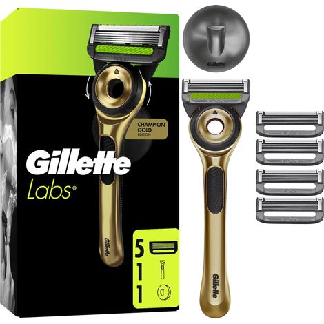 Gillette Labs Gold Systemklingen 5er + Handstück Ersatzklingen