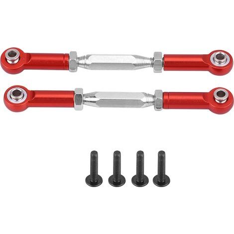 6 pièces Tiges de Direction Réglables pour Servos de Voiture RC 1/10 Buggy Touring, Longueur 47mm, Accessoires Rouge (1/5)