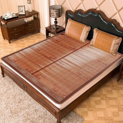 Tapis d'été en bambou, pliable des deux côtés, style Vacances romaines, 195 x 150 cm (1/5)