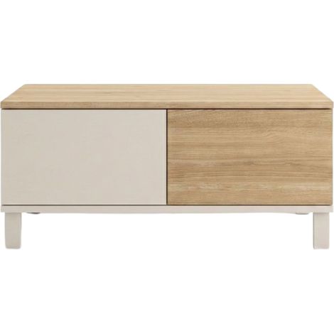 CALICOSY - Table basse 2 tiroirs, 1 niche décor cashmere et chêne L90 cm - KORA (1/5)