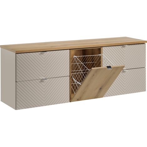 Mueble bajo lavabo 160cm cesto de ropa Manoa Cachemira y madera (1/4)