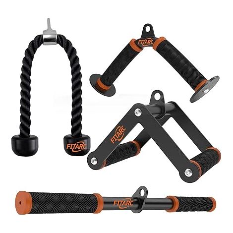 Set d'accessoires machine à câbles pour salle de sport et entraînements à domicile, accessoires de traction LAT avec prises antidérapantes, orange (1/5)