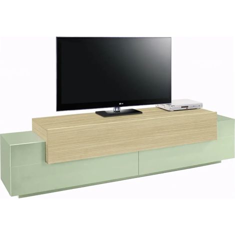 Mobile TV da Appoggio 200 cm 3 Ante a Ribalta Verde Salvia Rovere (1/4)