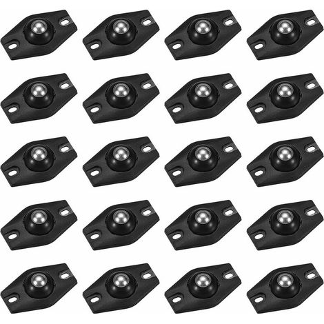 Rueda pequeña, rueda para muebles, mini rueda, rueda giratoria, material ABS, mini rueda universal autoadhesiva, para contenedores, cajas de almacenamiento, muebles pequeños (negro, 20 unidades) (1/5)
