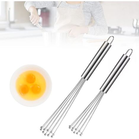 Set aus zwei Edelstahl-Handmixern mit Kugel zum Verrühren von Speisen Mini-Schneebesen für den praktischen Küchengebrauch - Crezuo