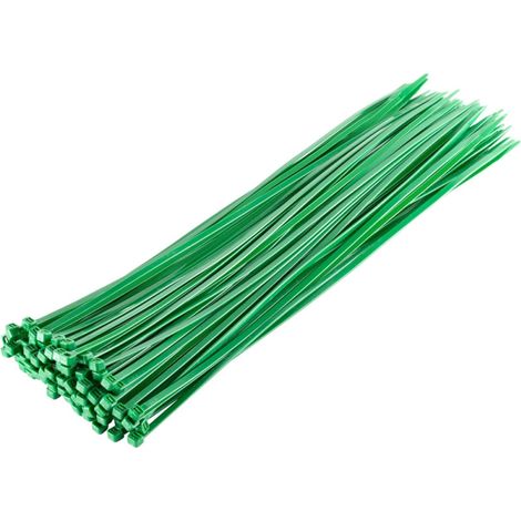 Pack 50 Bridas plastico verdes Nailon 3,6 x 200 mm  Brida verde para Mallas de Jardin, Fontaneria, Electricidad