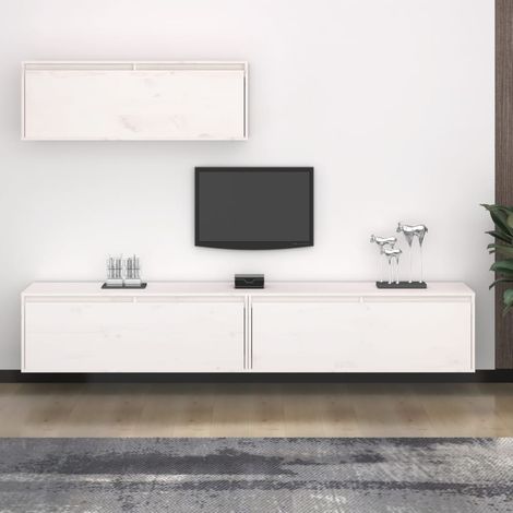 Meubles TV 3 pcs Moderne - Meubles de rangement - Buffet Salon - Blanc Bois massif de pin Chic-772039 (1/5)