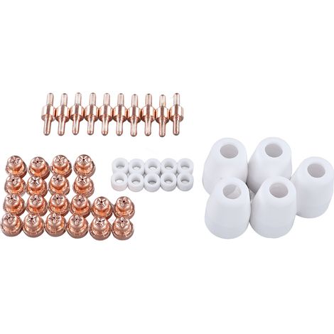 Set aus 45 Plasma-Verbrauchsmaterialien LG40 PT31 CUT35 CUT40 CUT50, Düsen und Schutzvorrichtungen für den Schneidbrenner. (1/5)