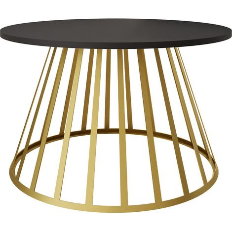 Mesa de centro Oswego 129, Negro, 45x0x0cm, Diámetro: 75, Aglomerado laminado, Redonda