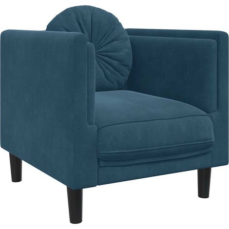 Fauteuil relax Fauteuil avec coussin bleu velours (1/5)
