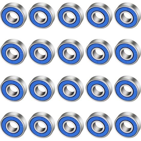 20 Pièces Roulements à Billes Miniatures 608RS Roulements Longboard Roulements à Billes à Gorge Profonde Durable Roulements à roulettes pour 3D Printed Projects (Bleu) (1/5)