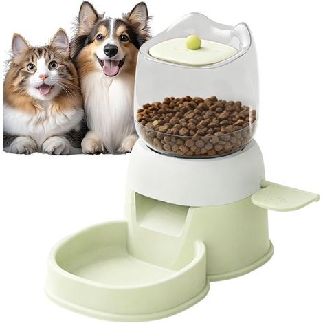 Gamelle distributeur automatique – 2 L – Vert – Chat et petit chien – Pression – 1 pièce (1/5)