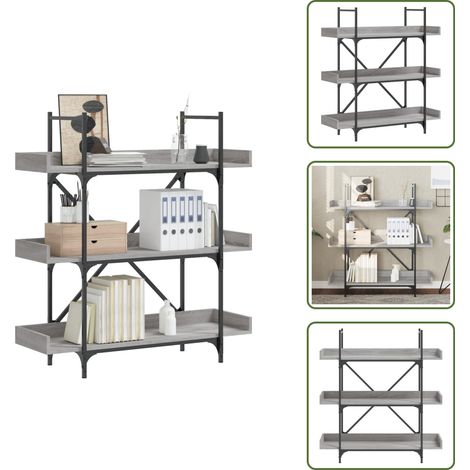 Bibliothèque à 3 niveaux sonoma gris 100x33x108,5 cm - Bibliothèque - Étagère - Meuble De Rangement - Mobilier - Design Industriel (1/5)
