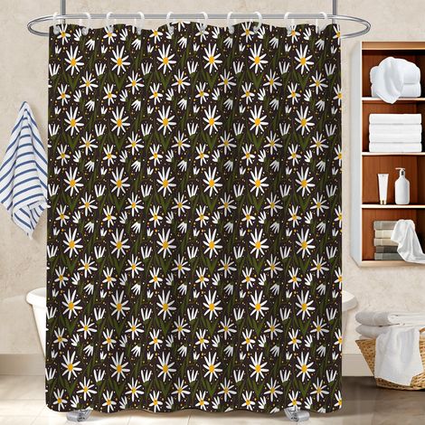 Rideau de bain imprimé polyester 180x180 souple et fluide rideau séchage rapide pour avec accessoires assortis (1/5)
