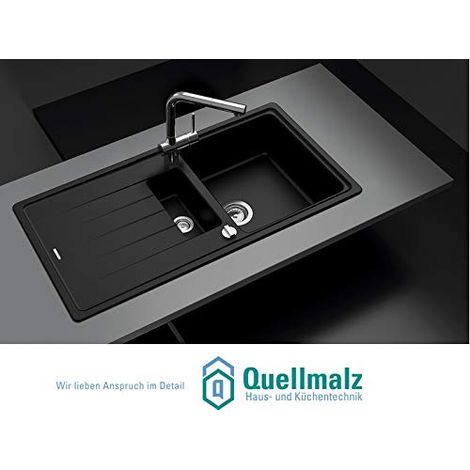 Quellmalz FINE ART- Granitspüle Victory 1000x500 schwarz für 60er Unterschrank mit Drehexcenter