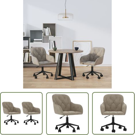 Chaises pivotantes à manger lot de 2 gris clair velours (1/5)