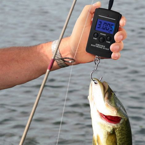 Balanza digital portátil de 40 kg para colgar en el equipaje, ideal para la pesca y los viajes. (1/5)