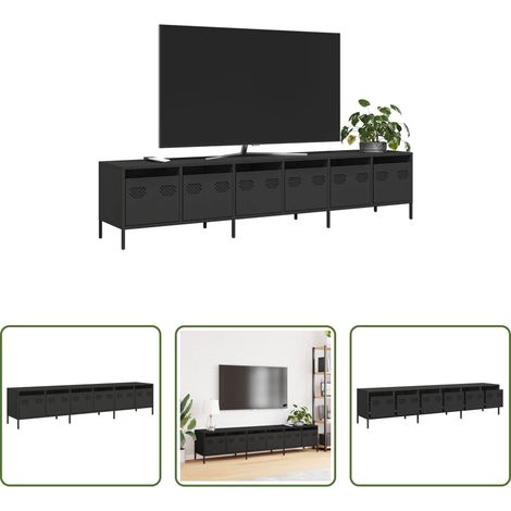 Schrank für Fernseher - TV-Schrank Schwarz 202x39x43,5 cm Kaltgewalzter Stahl (1/5)