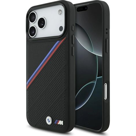 Coque MagSafe BMW M tricolore avec logo métallique pour iPhone 17 Pro Max - Noire (1/5)