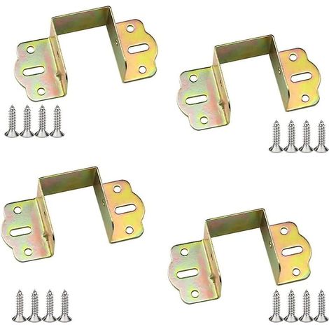 Supports De Lit Métalliques Carrés - 40 mm - Galvanisés - Angle Droit 90° - Pour Rails De Lit En Bois - Lot De 4 (1/5)